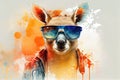 Cool Kangaroo with Sunglasses Graphic Art Illustration Colorful Art