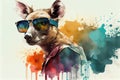 Cool Kangaroo with Sunglasses Graphic Art Illustration Colorful Art