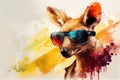 Cool Kangaroo with Sunglasses Graphic Art Illustration Colorful Art