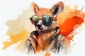 Cool Kangaroo with Sunglasses Graphic Art Illustration Colorful Art