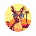 Cool Kangaroo Sunset Illustration