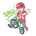 Cool kid on balance bike Royalty Free Stock Photo