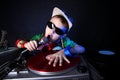 Cool kid DJ in action Royalty Free Stock Photo