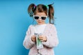 Cool kid girl in sunglasses isolated