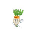 Cool King of daikon on cartoon character style