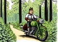 Cool King on Motorcycle, Generative AI Illustration