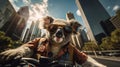 A Cool Koala Driving on Bicycle through the city