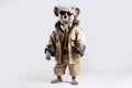 cool koala in a jacket and glasses on a white background, Generative AI