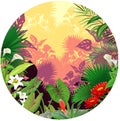 Cool Landscape Forest View In Rounded Frame cartoon