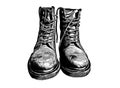 Cool Leather Military Stylish Boots Ink Illustration Royalty Free Stock Photo