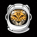 Cool leopard on astronaut helmet print for t shirt