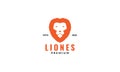 Cool lion head face orange logo design modern Royalty Free Stock Photo