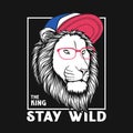 Cool lion head stay wild wild vector illustration