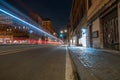 Cool long exposure cars traffic light trails, night view of the city of Rome Royalty Free Stock Photo