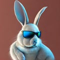 A cool looking rabbit with black sunglass created with generative AI technology.