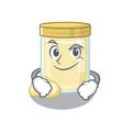 Cool macadamia nut butter mascot character with Smirking face