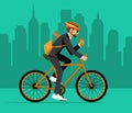 Cool Male Businessman riding bicycle to office