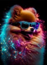 cool male dog pomeranian german spitz with glasses, AI Generated Royalty Free Stock Photo