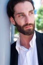 Cool male fashion model with beard Royalty Free Stock Photo