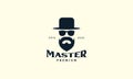 Cool man with beard mustache sunglasses and hat black logo vector icon design illustration Royalty Free Stock Photo