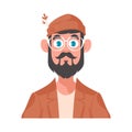 A cool man wearing a hat and glasses. A programmer and designer's avatar. Cartoon style, Vector Illustration Royalty Free Stock Photo