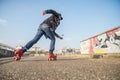 Cool man wearing roller skating shoes Royalty Free Stock Photo