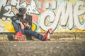 Cool man wearing roller skating shoes Royalty Free Stock Photo