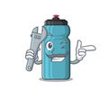 Cool Mechanic water bottle Scroll cartoon character design