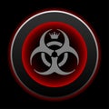 Metal button Biohazard sign. Black with red shadow Royalty Free Stock Photo