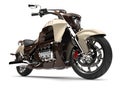 Cool metallic chocolate modern powerful chopper bike - low angle epic shot