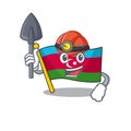 Cool Miner flag azerbaijan of cartoon mascot style