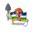 Cool Miner flag central african of cartoon mascot style