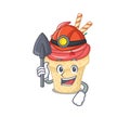 Cool miner worker of cherry ice cream cartoon character design