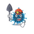 Cool miner worker of moordecovirus cartoon character design