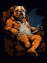 Gangster dog a chair vector illustration for T-shirt designs