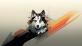 cool modern husky dog banner illustration, polygonal explosion, ai generated image