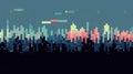 a cool modern pixel inspired city wallpaper design, retro art, ai generated image