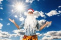Cool modern Santa Claus in sunglasses. Christmas concept
