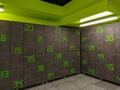 Cool and modern style in green and grey colors locker room or changing room for changing clothes and leaving stuff while doing a