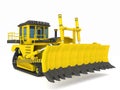 Yellow black crawler tractor with scoop 3d illustration, 3d render