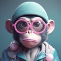 COOL MONKEY MASCOT. Portrait of Monkey with sunglasses Royalty Free Stock Photo