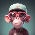 COOL MONKEY MASCOT. Portrait of Monkey with sunglasses Royalty Free Stock Photo