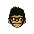 Cool monkey wearing glasses logo vector design illustration. monkey head/face icon. ape face icon. monkey emblem vector Royalty Free Stock Photo