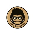 Cool monkey wearing glasses logo vector design illustration. monkey head/face icon. ape face icon. monkey emblem vector Royalty Free Stock Photo