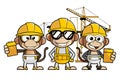 Cool monkeys construction workers in a protective helmet Royalty Free Stock Photo