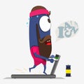 Cool monster running on a treadmill. Sportpartner