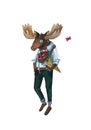 Cool moose hipster wearing stylish outfit