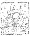 Cool mushroom coloring page. cute antistress mushroom Royalty Free Stock Photo