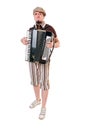 Cool musician with concertina Royalty Free Stock Photo