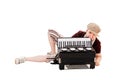 Cool musician with concertina Royalty Free Stock Photo